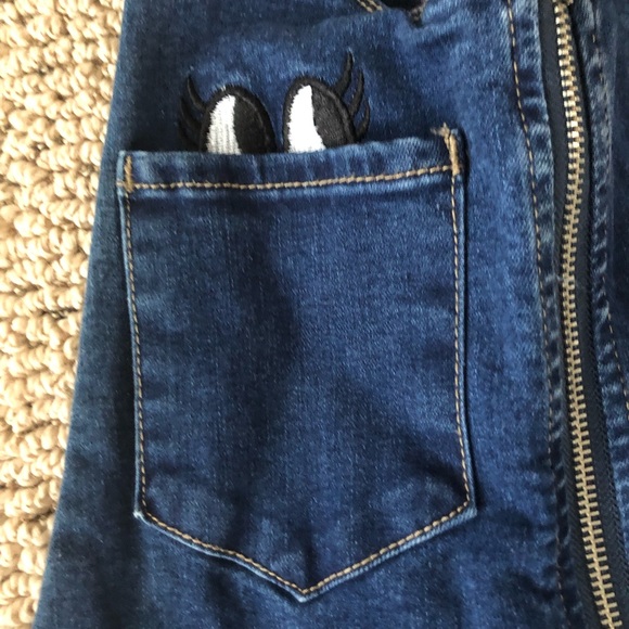 Embroidered Denim Overall Dress - Picture 2 of 5